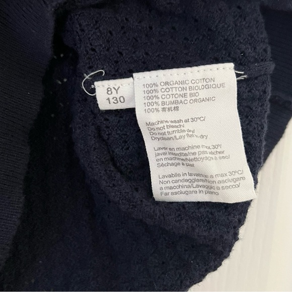 FUB Pointelle Organic Cotton T-Shirt Dark Navy 8Y - Picture 8 of 8